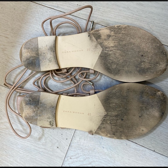 Zara Feathered Lace-Up Sandals -Size 11 - Picture 3 of 3